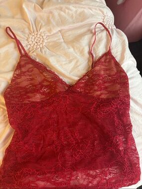 Red Lace Camisole Tank Top
